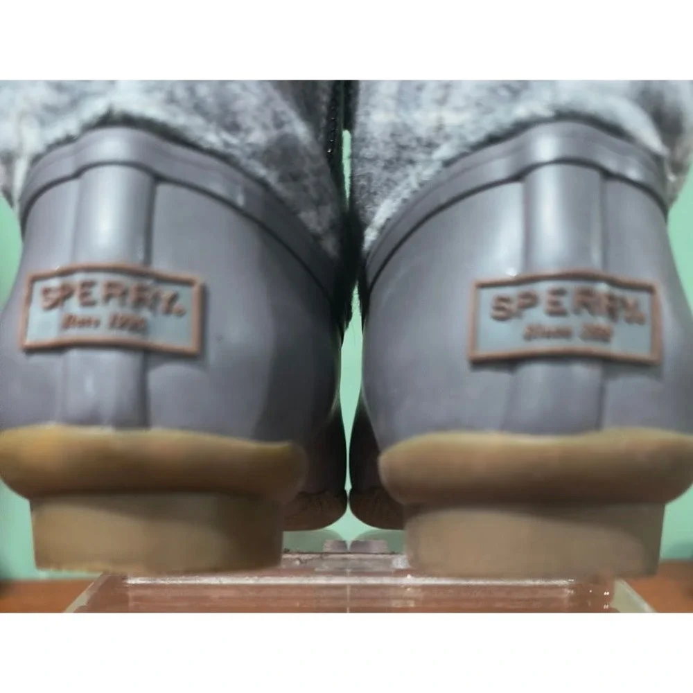 Sperry Saltwater Duck Boots Grey Plaid Wool Blend Waterproof Size‎ 7